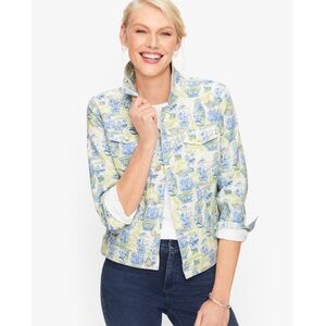 Talbots Classic Jean Jacket in Watercolor Vases Print